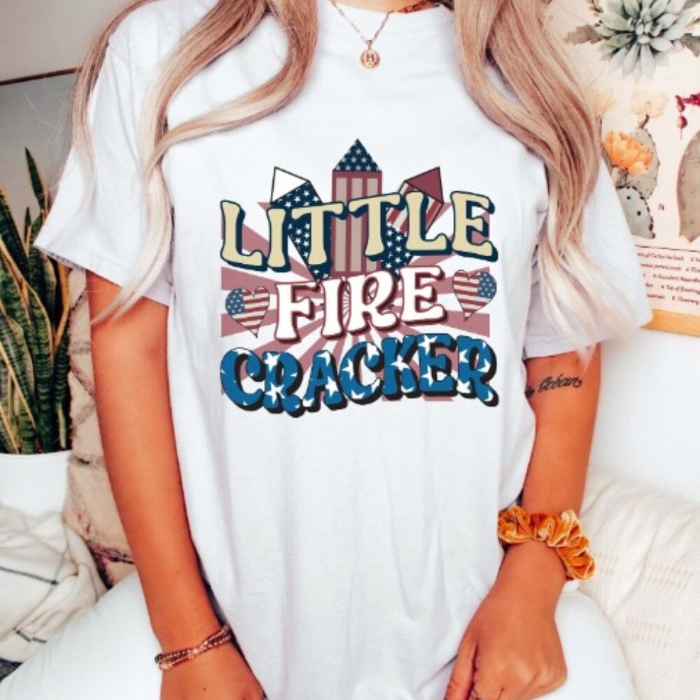 Fourth of July Shirt, Little Firecracker Digital Graphic Shirt